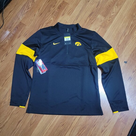 Nike Iowa Hawkeyes Black Gold Dri Fit 1/4 Zip Football L/S Shirt jersey Small S - Picture 2 of 9